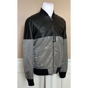 Versace Men’s Leather/Nylon Jacket Black/Gray 46 US (56 Eu) IT 1014408 NWT $2500